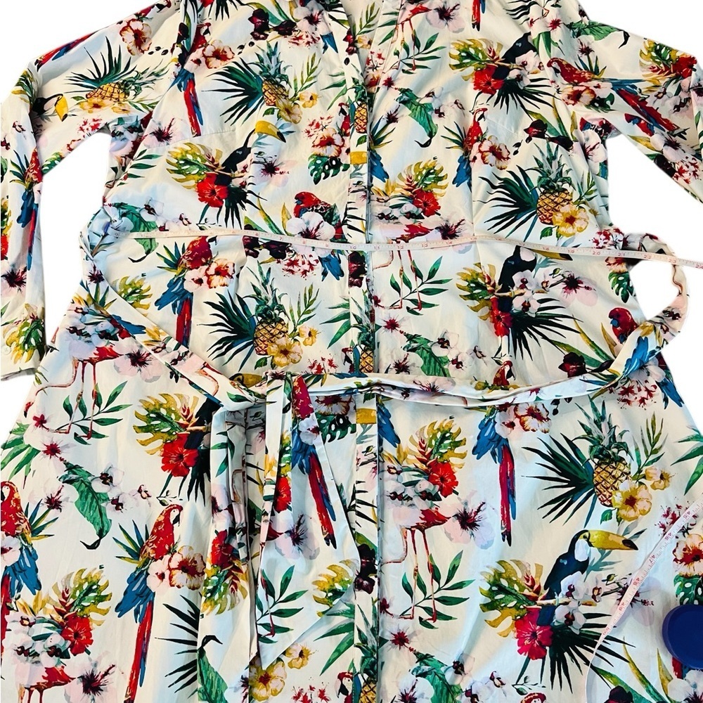 Per Una Multi-Color Buttoned Tropical Bird Patter… - image 8